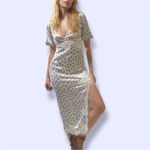 UO Lauren Lace-Trim Floral Midi Dress - Picture 1 of 11